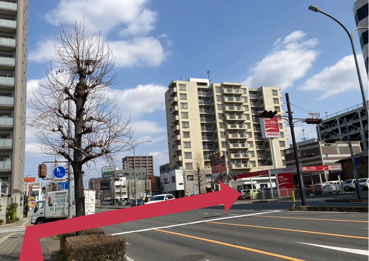 横断歩道を渡る